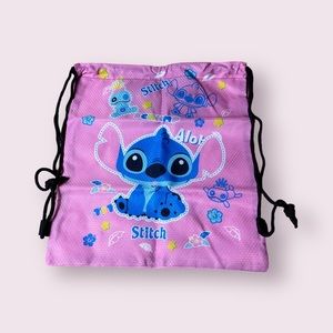 New In Package Disney Lilo & Stitch Pink Drawstring Backpack Aloha Scrump Stars